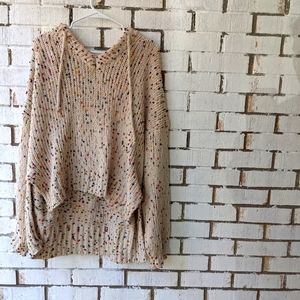 POL brand, multicolored hooded high low sweater. Size Large.
